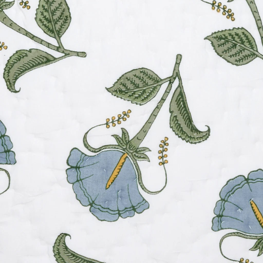 Swatch of Fabric - Euro Sham - Farah Light Indigo Quilts by John Robshaw at Fig Linens and Home