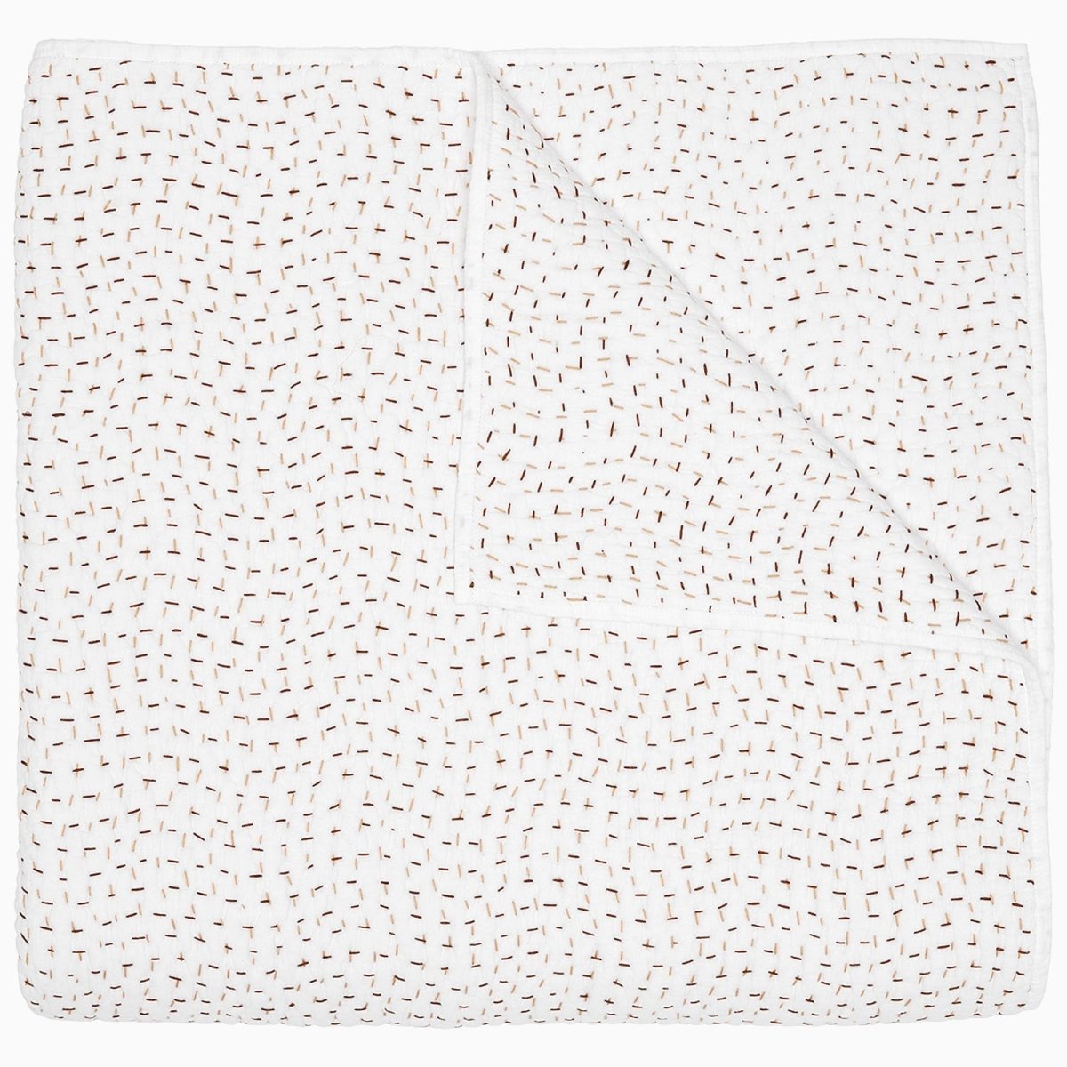 Organic Hand Stitched Coffee Quilt by John Robshaw at Fig Linens and Home - 1