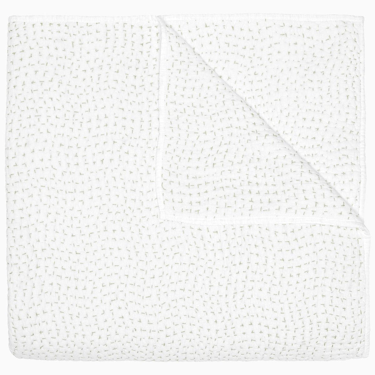 Organic Hand Stitched Sage Quilt by John Robshaw at Fig Linens and Home - 1
