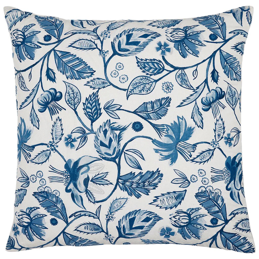 Lavana Hand Painted Decorative Pillow by John Robshaw 22" x 22" Decorative Pillow Indigo at FIG LINENS AND HOME 1