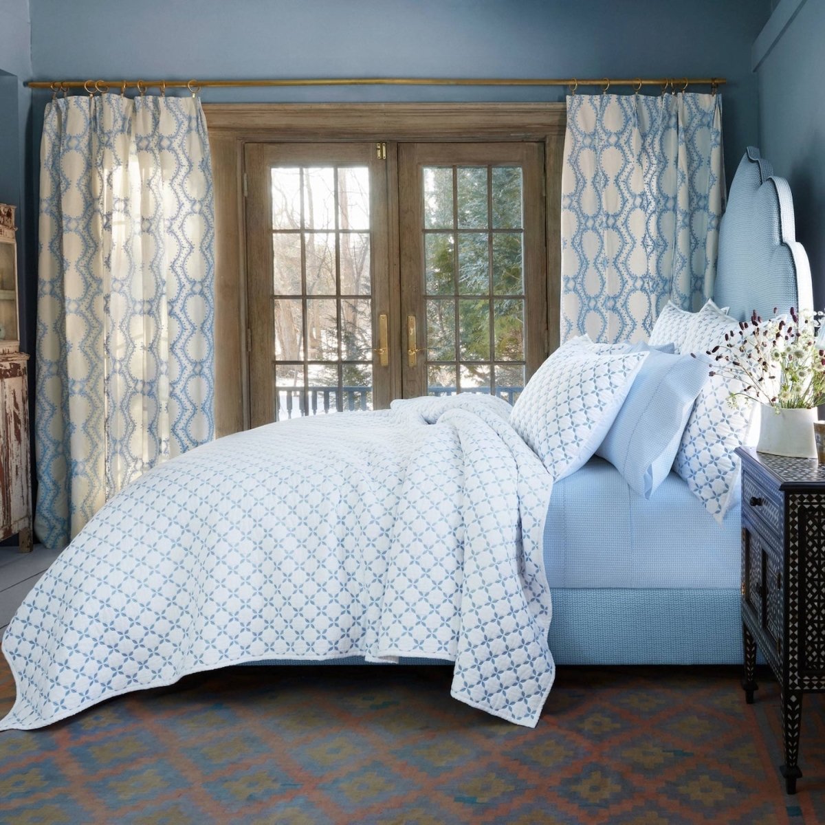 Layla Light Indigo Quilt by John Robshaw at Fig Linens and Home - 2