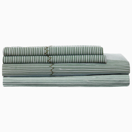 Nandi Dark Sage Organic Sheet Set by John Robshaw at Fig Linens and Home - 2