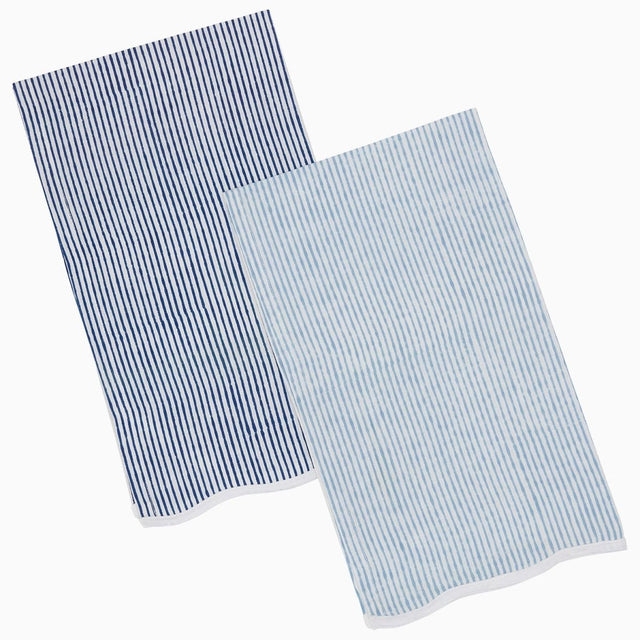 Nandi Indigo & Light Indigo Tea Towels by John Robshaw at Fig Linens and Home - 1