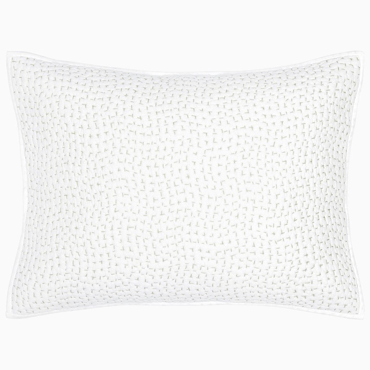 Organic Hand Stitched Sage Sham by John Robshaw at Fig Linens and Home - 1