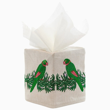Parrots In Love Tissue Box Cover by John Robshaw at Fig Linens and Home - 1