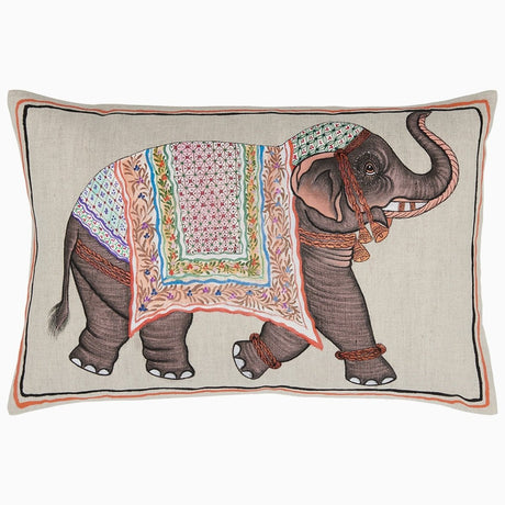 Pinky Elephant Pillow by John Robshaw at Fig Linens and Home - 1
