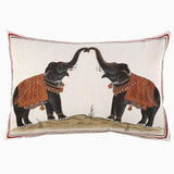 Two Elephants Hand Painted Decorative Pillow by John Robshaw - Lumbar Pillow at Fig Linens and Home