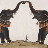 Two Elephants Hand Painted Decorative Pillow by John Robshaw - Detail of Painting Technique