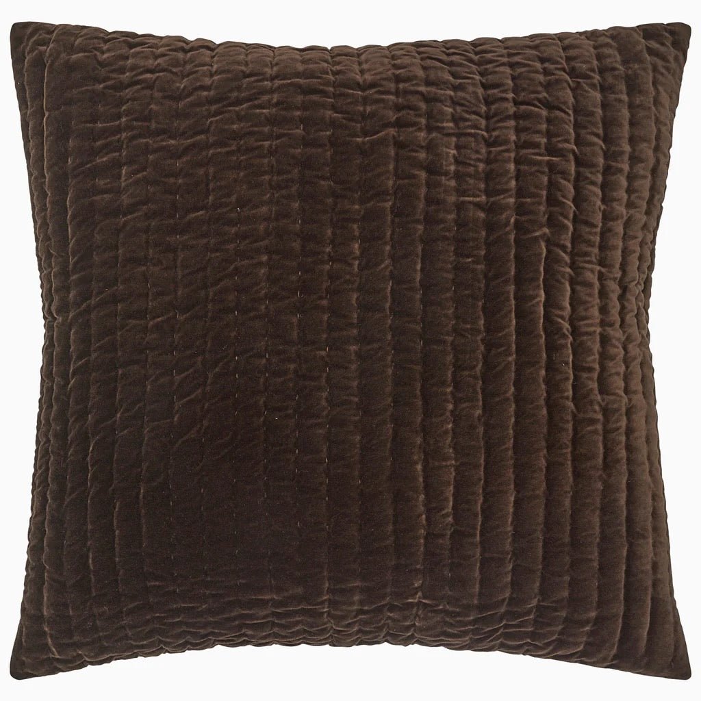 Euro Sham Front - John Robshaw Velvet Coffee Brown Quilted Bedding at Fig Linens and Home