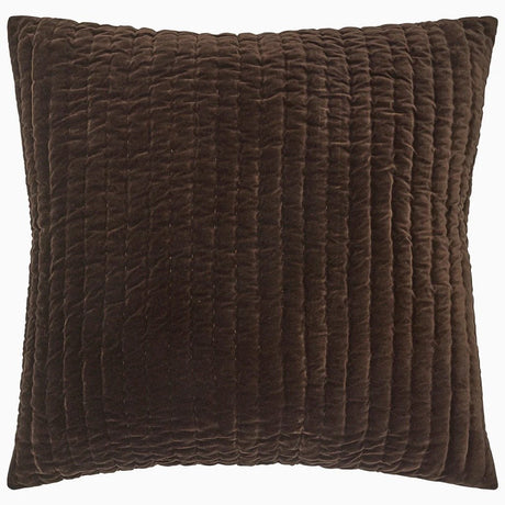 Euro Sham Front - John Robshaw Velvet Coffee Brown Quilted Bedding at Fig Linens and Home