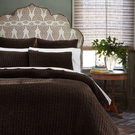 Velvet Coffee Quilted Bedding | John Robshaw Textiles at Fig Linens and Home 1
