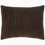 Pillow Sham Front - John Robshaw Velvet Coffee Brown Quilted Bedding at Fig Linens and Home