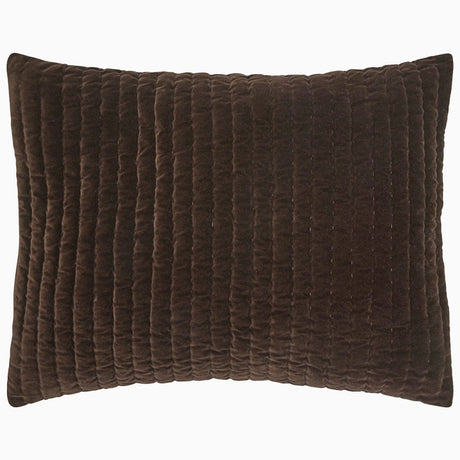 Pillow Sham Front - John Robshaw Velvet Coffee Brown Quilted Bedding at Fig Linens and Home