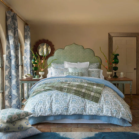 Lifestyle Photo with John Robshaw Velvet Light Indigo Quilt Bedding at Fig Linens and Home 1