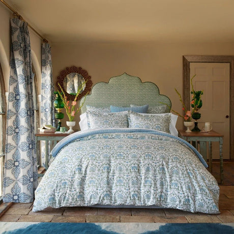 Lifestyle Photo with John Robshaw Velvet Light Indigo Quilt Bedding at Fig Linens and Home 3