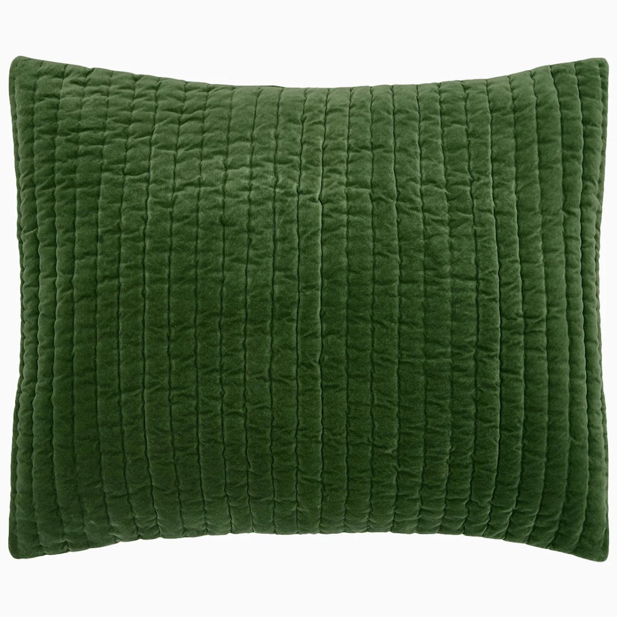 Pillow Sham Front - John Robshaw Velvet Moss Quilted Green Bedding at Fig Linens and Home