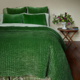 John Robshaw Velvet Moss Quilted Green Bedding at Fig Linens and Home - Lifestyle Image 3