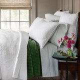 John Robshaw Velvet Moss Quilted Green Bedding at Fig Linens and Home - Lifestyle Image 1