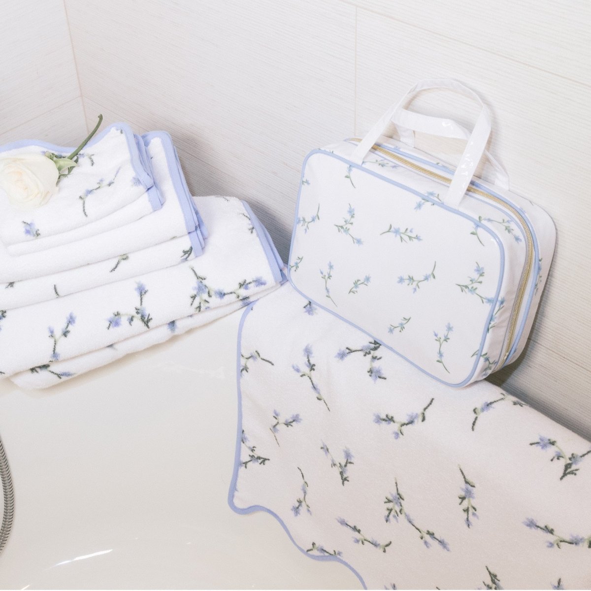 Floral Cosmetic Case by Kassatex in Cornflower Blue at Fig Linens and Home 4