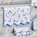Floral Scallop Bath Mat by Kassatex in Cornflower Blue at Fig Linens and Home