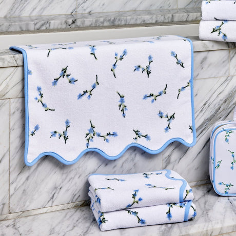 Floral Scallop Bath Mat by Kassatex in Cornflower Blue at Fig Linens and Home