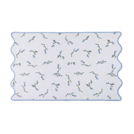 Floral Scallop Bath Mat by Kassatex in Cornflower Blue at Fig Linens and Home