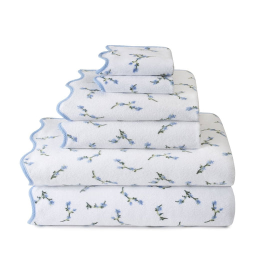 Floral Scallop Towel by Kassatex in Cornflower Blue at Fig Linens and Home