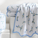 Floral Scallop Towel by Kassatex in Cornflower Blue at Fig Linens and Home 5