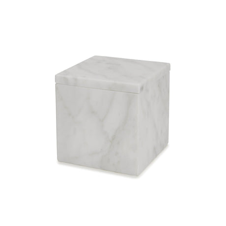 Cotton Jar - Marmol Bath Accessories by Kassatex in White at Fig Linens and Home