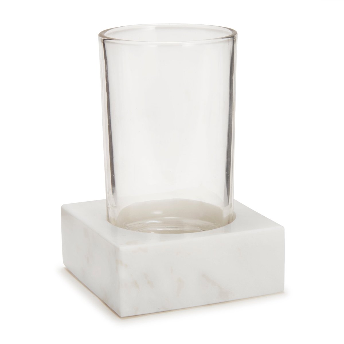 Tumbler - Marmol Bath Accessories by Kassatex in White at Fig Linens and Home