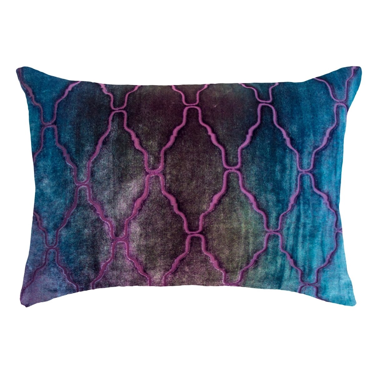 Arches Velvet Burnout Pillow Peacock Kevin O'Brien 14x20 Peacock at FIG LINENS AND HOME 2