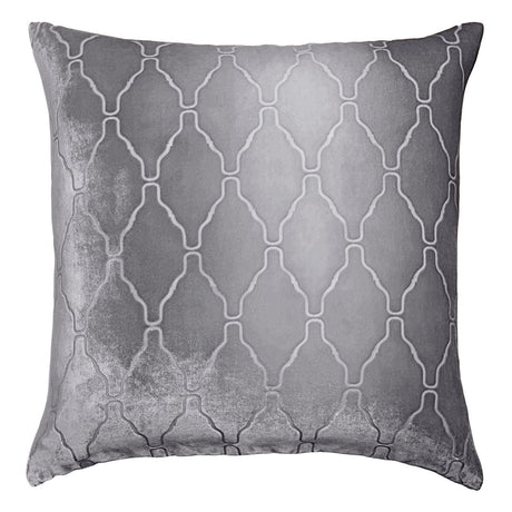 Arches Velvet Burnout Pillow Silver Kevin O'Brien 18x18 Silver at FIG LINENS AND HOME 1
