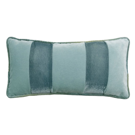 Banded Velvet Performance Pillows Basil Kevin O'Brien at Fig Linens and Home - Front View
