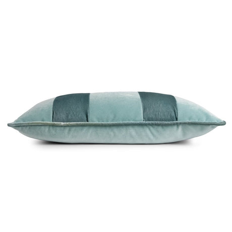 Banded Velvet Performance Pillows Basil Kevin O'Brien at Fig Linens and Home - Side View