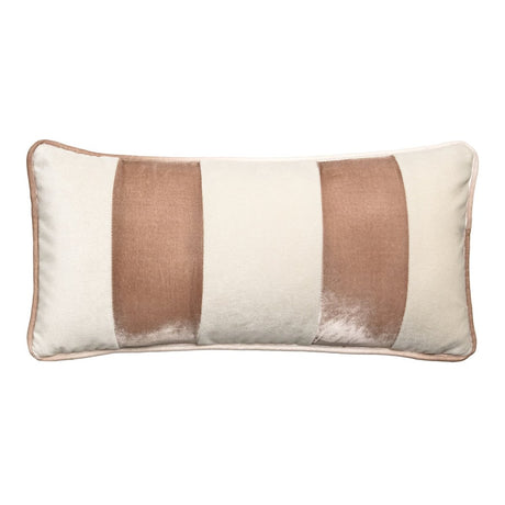 Banded Velvet Performance Pillows Latte by Kevin O'Brien at Fig Linens and Home - Front View