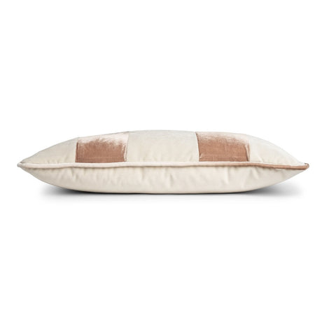 Banded Velvet Performance Pillows Latte by Kevin O'Brien at Fig Linens and Home - Side View