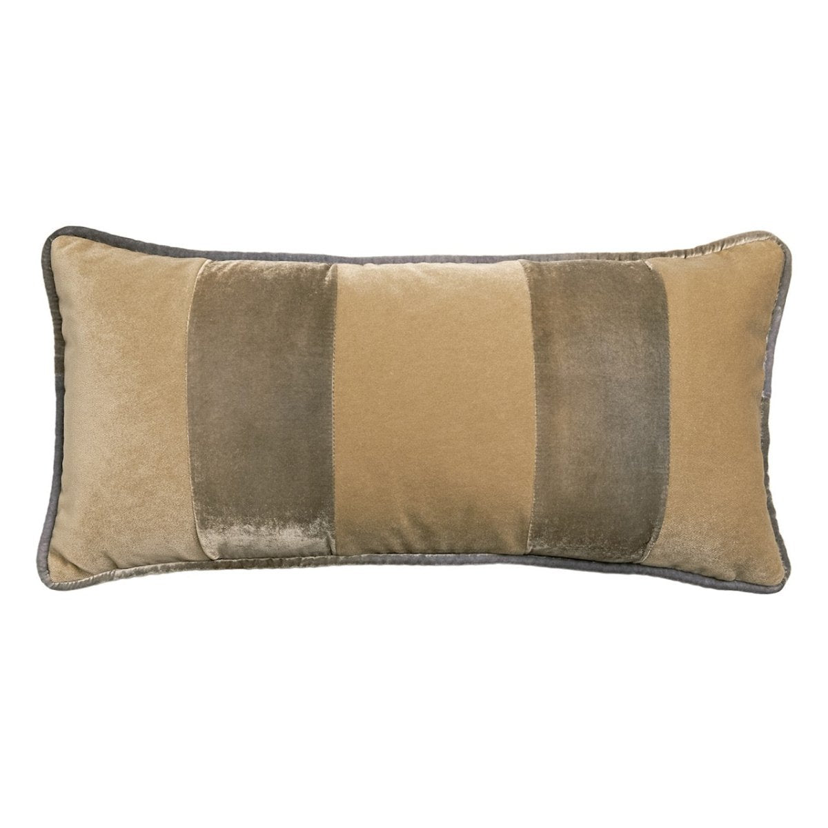 Banded Velvet Performance Pillows Nickel Kevin O'Brien at Fig Linens and Home - Front View
