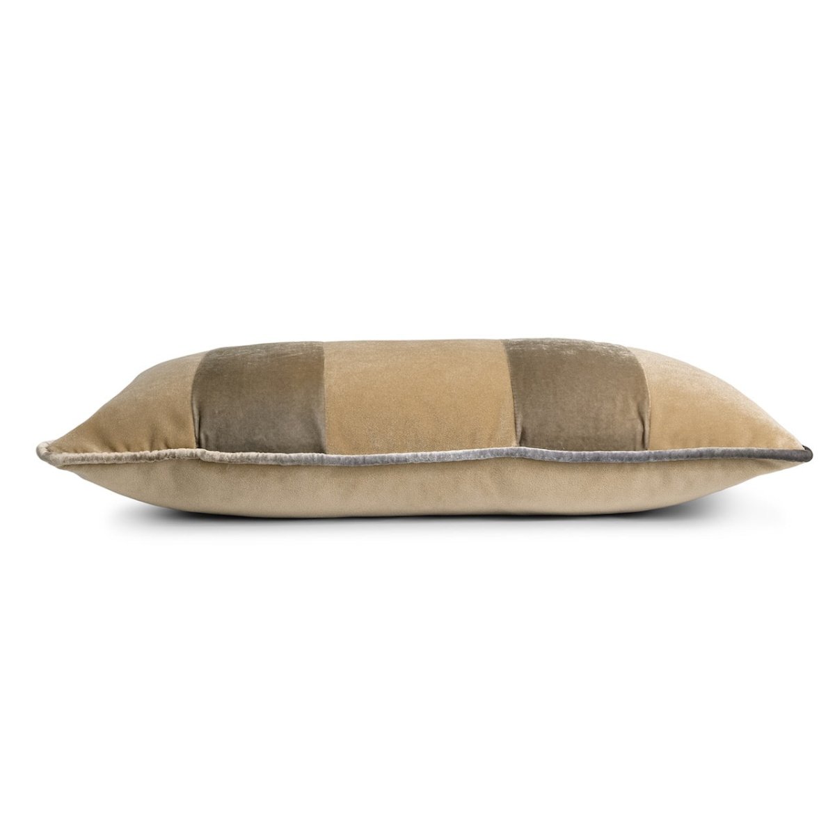 Banded Velvet Performance Pillows Nickel Kevin O'Brien at Fig Linens and Home - Side View