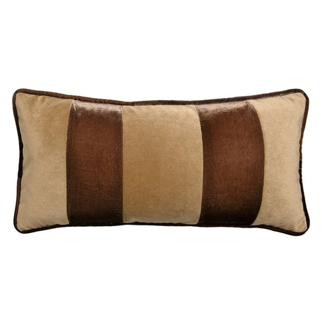 Banded Velvet Performance Pillows Sable Kevin O'Brien at Fig Linens and Home - Front View