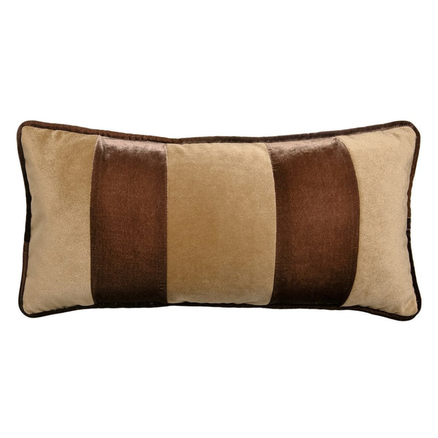 Banded Velvet Performance Pillows Sable Kevin O'Brien at Fig Linens and Home - Front View