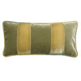 Banded Velvet Performance Pillows Scallion Kevin O'Brien at Fig Linens and Home - Front View