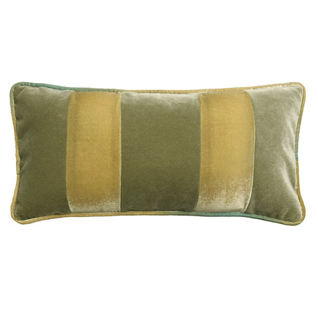 Banded Velvet Performance Pillows Scallion Kevin O'Brien at Fig Linens and Home - Front View