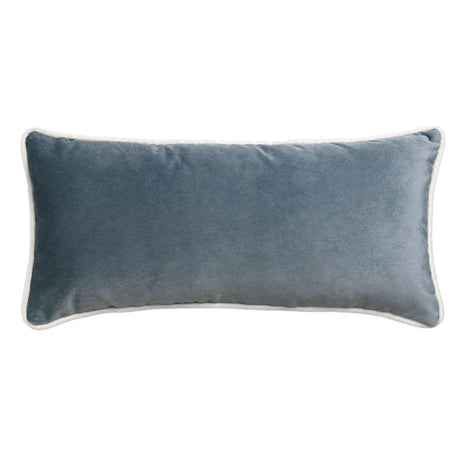 Banded Velvet Performance Pillows Sky Kevin O'Brien at Fig Linens and Home - Back View