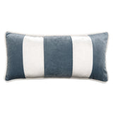 Banded Velvet Performance Pillows Sky Kevin O'Brien at Fig Linens and Home - Front View