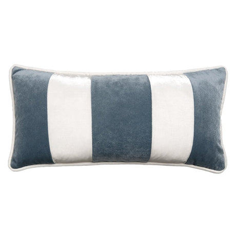 Banded Velvet Performance Pillows Sky Kevin O'Brien at Fig Linens and Home - Front View