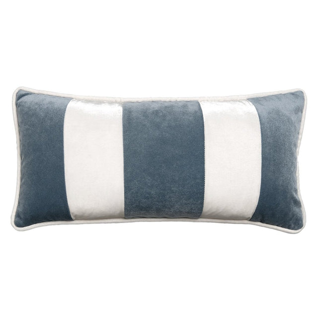 Banded Velvet Performance Pillows Sky Kevin O'Brien at Fig Linens and Home - Front View