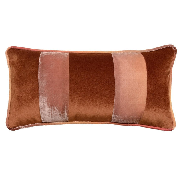 Banded Velvet Performance Pillows Sunstone Kevin O'Brien at Fig Linens and Home - Front View