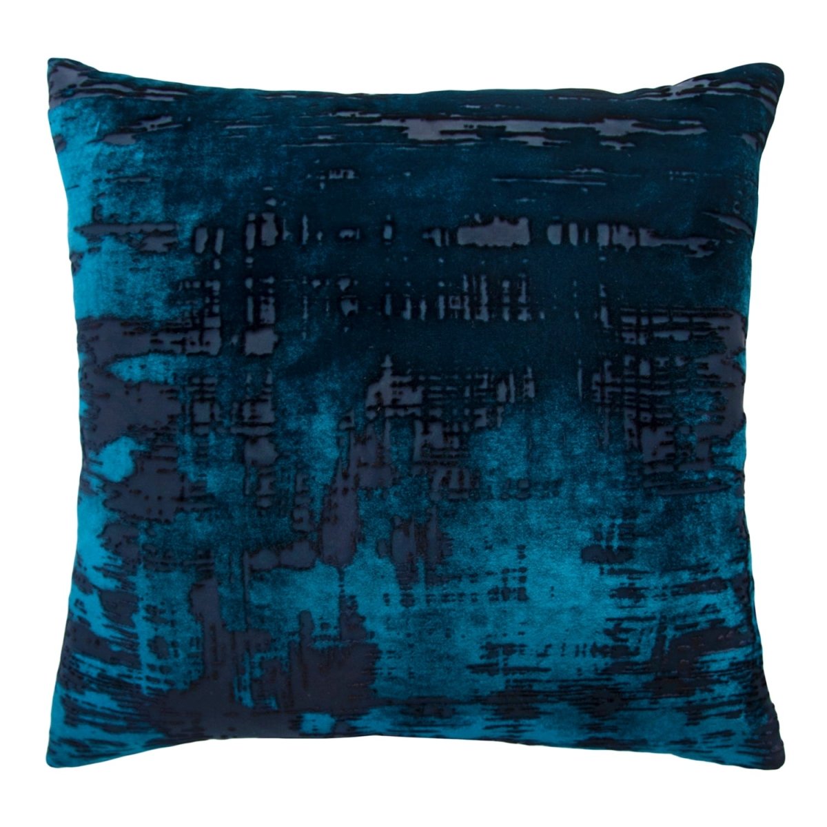 Brushstroke Velvet Burnout Pillow Cobalt Black Kevin O'Brien at Fig Linens and Home - View 1