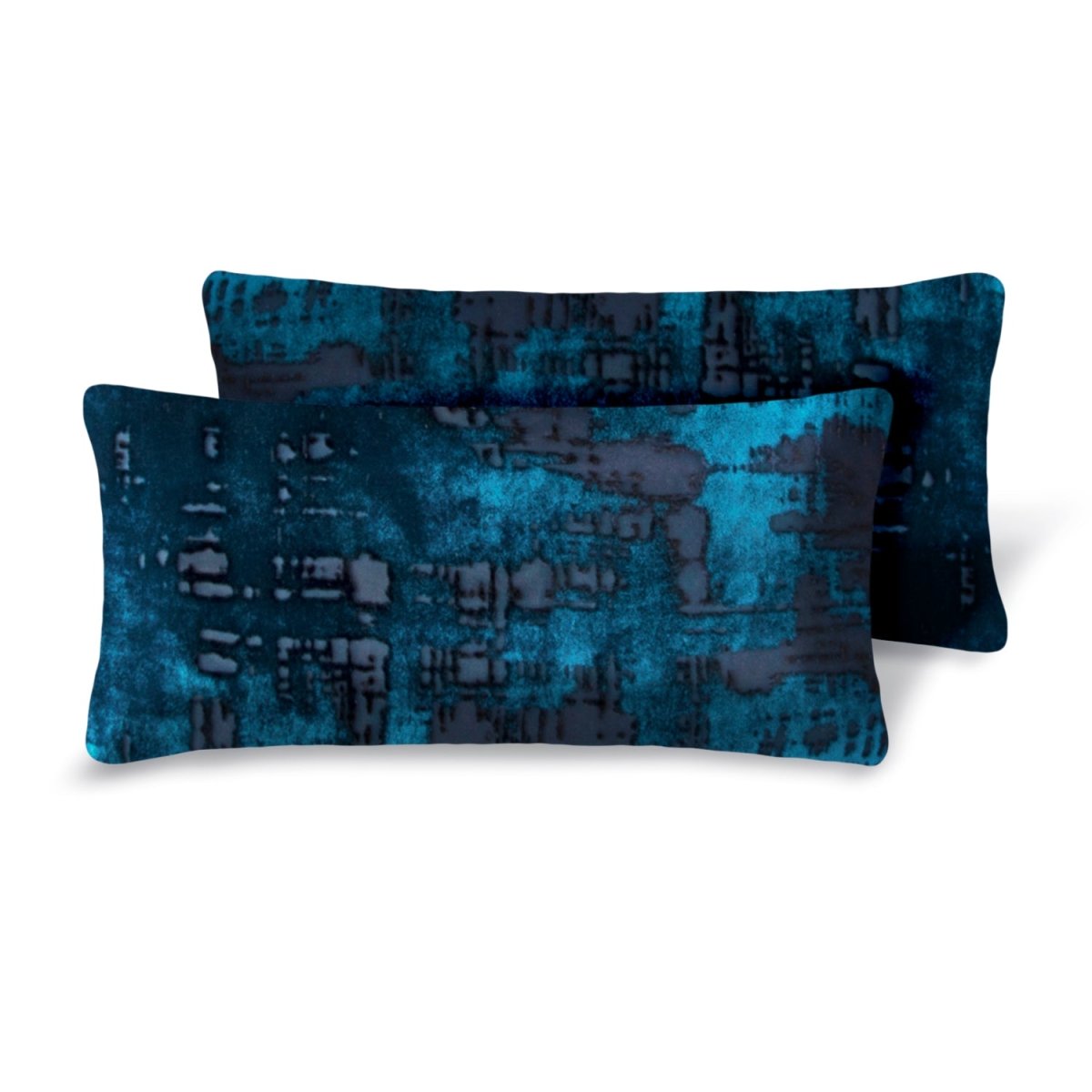 Brushstroke Velvet Burnout Pillow Cobalt Black Kevin O'Brien at Fig Linens and Home - View 3