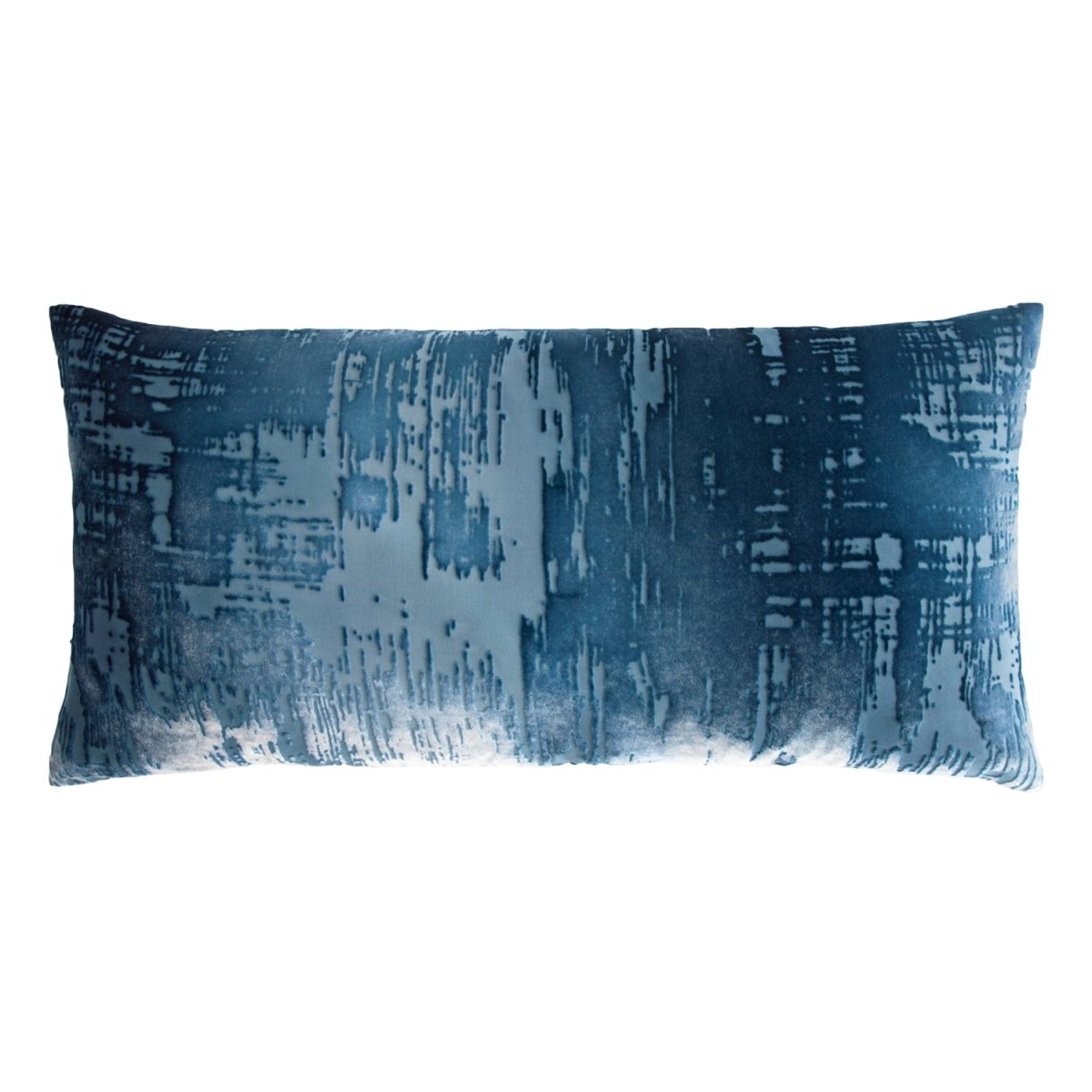 Brushstroke Velvet Burnout Pillow Denim Kevin O'Brien 12x24 Denim at FIG LINENS AND HOME 4